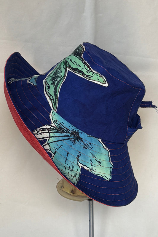 Brighton Hat | Cotton | Azalea Print | Blue, Green & Red | Medium