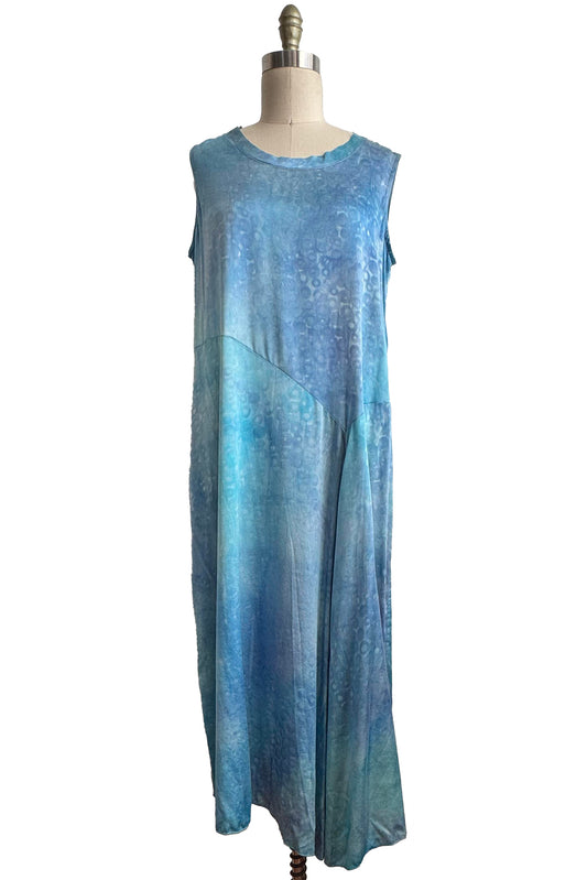 Jordan Dress in Stretch Silk | Bubble Dye | Blue Multi | Large