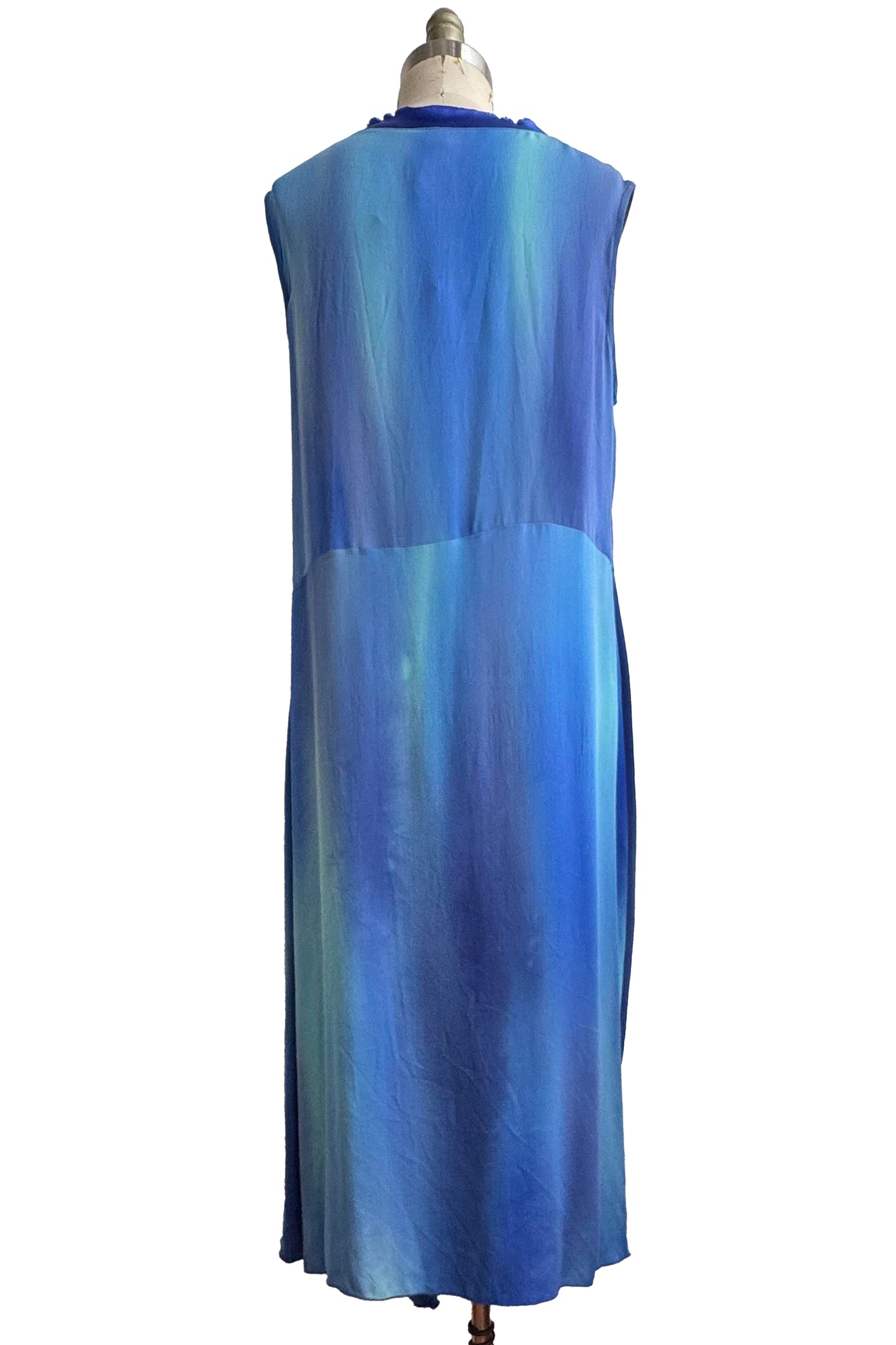 Jordan Dress | Silk Georgette Painted Dye | Blue Multi | Large