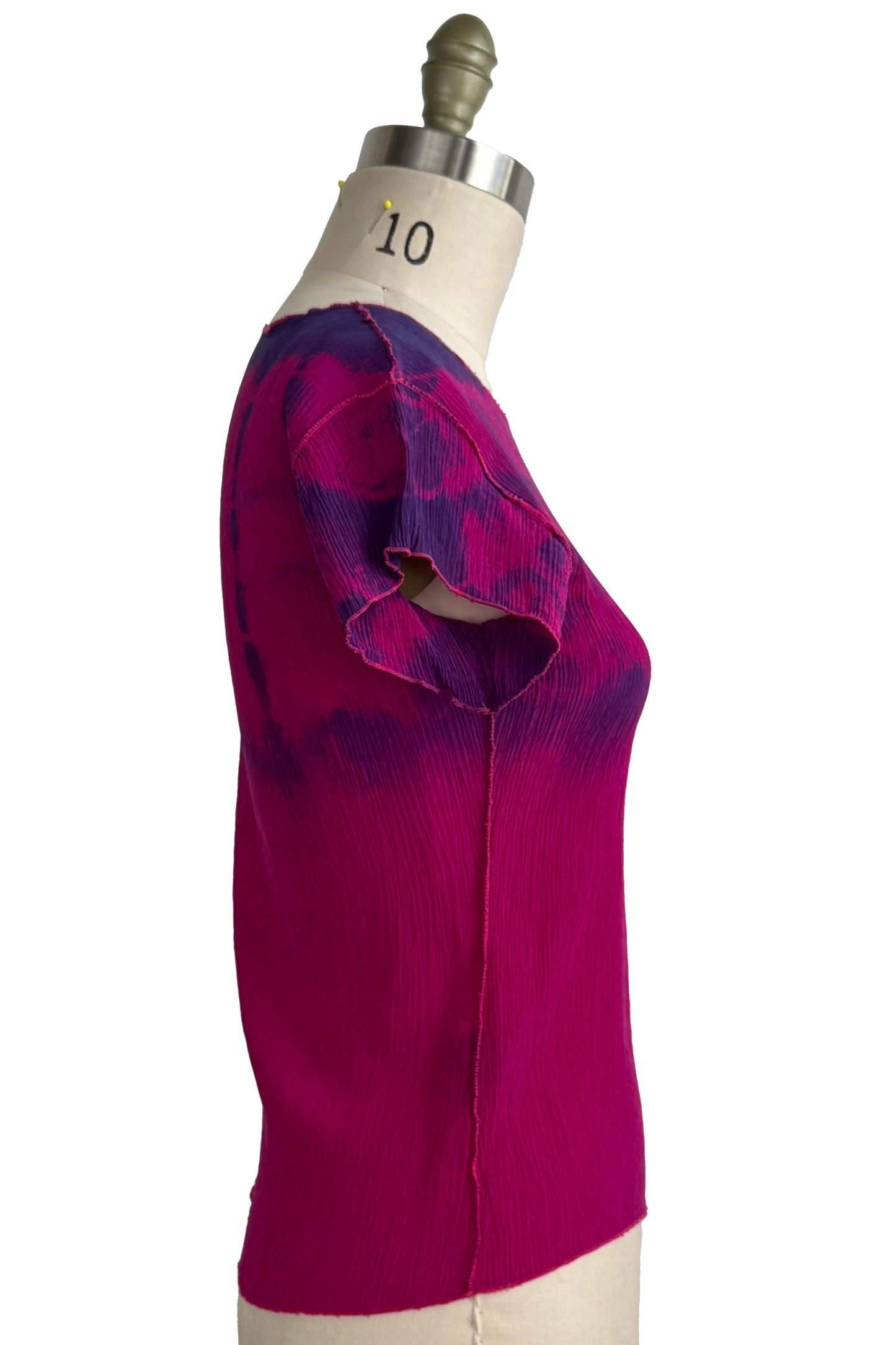 Sonya Top | Crinkle Stretch Silk | Ombre Dyed | Magenta Pink |Small