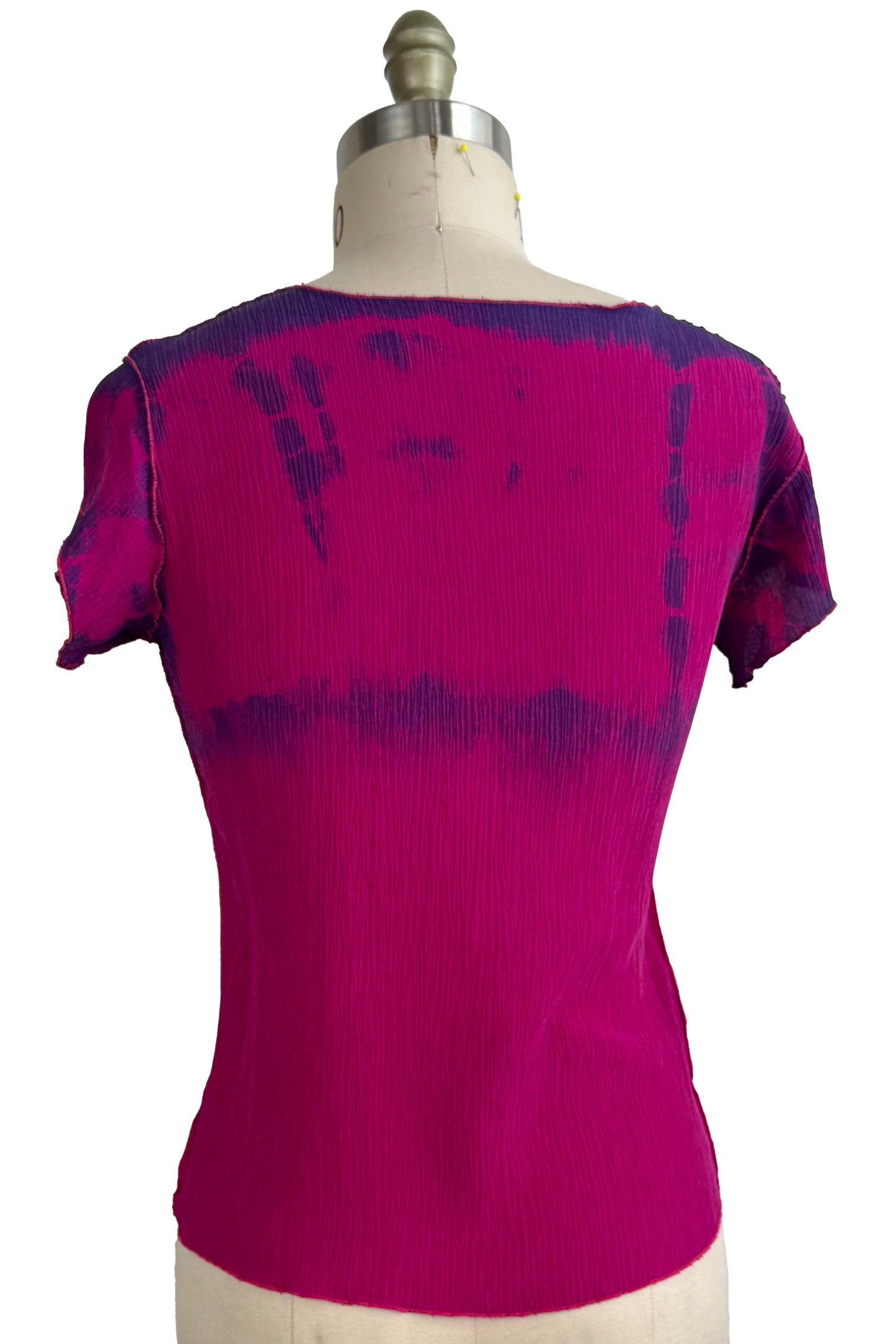 Sonya Top | Crinkle Stretch Silk | Ombre Dyed | Magenta Pink |Small