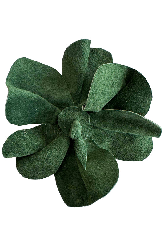 Leather Flower Magnetic Brooch - Green Camellia