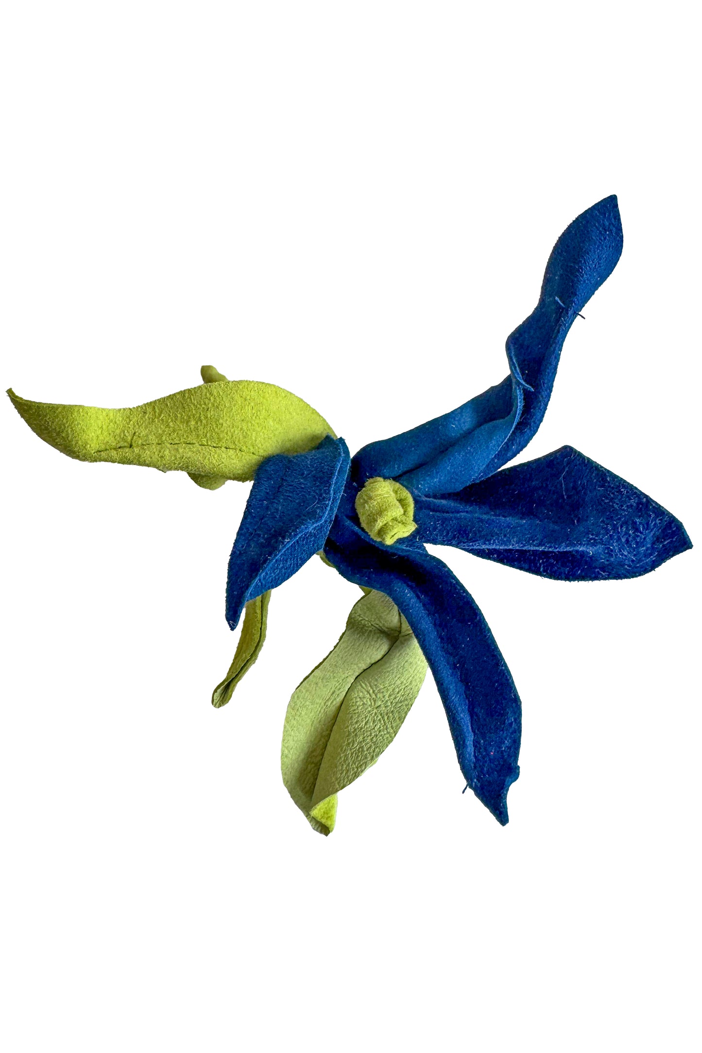 Leather Flower Magnetic Brooch - Blue & Green Orchid