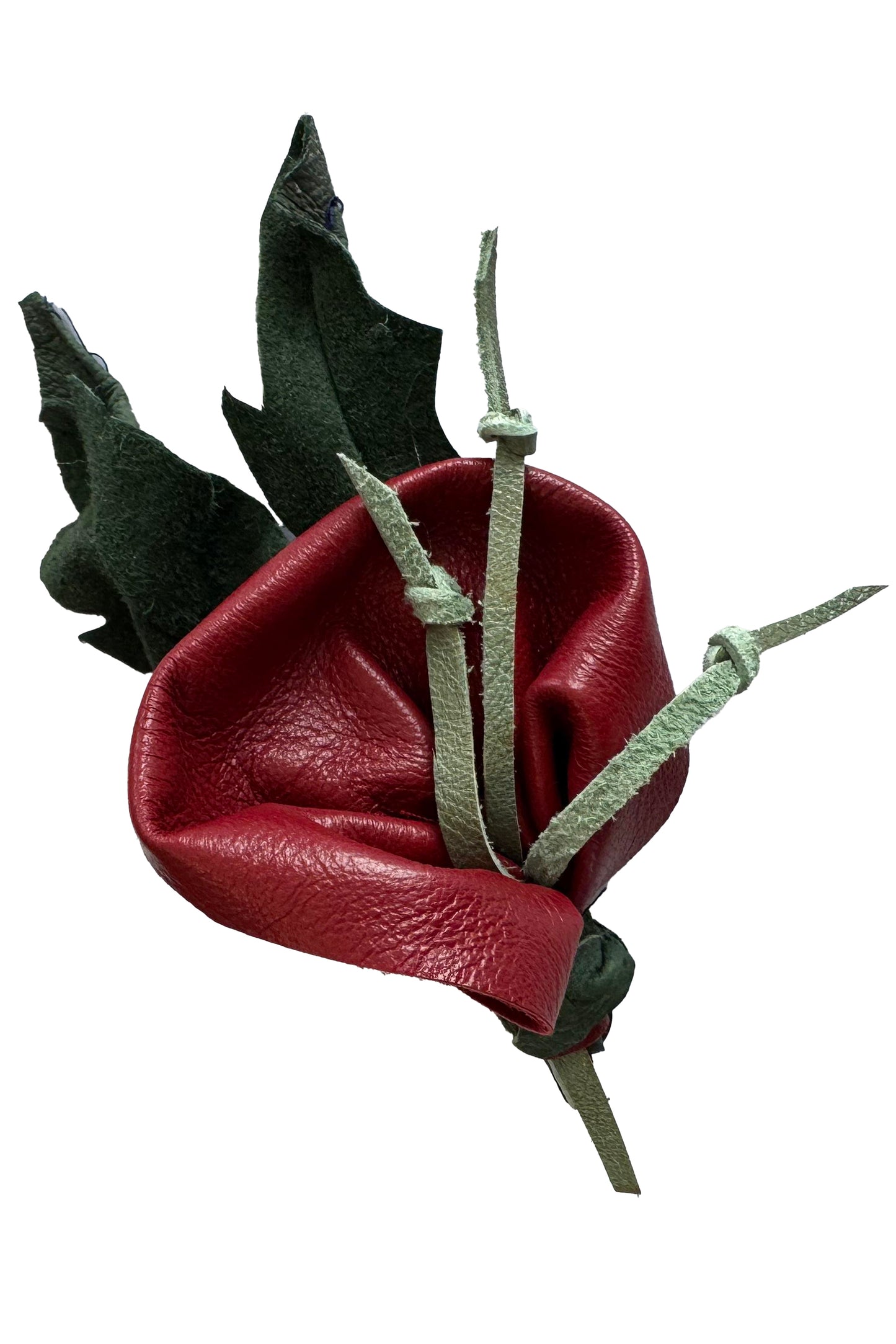 Leather Flower Magnetic Brooch - Dark Red Calla Lily