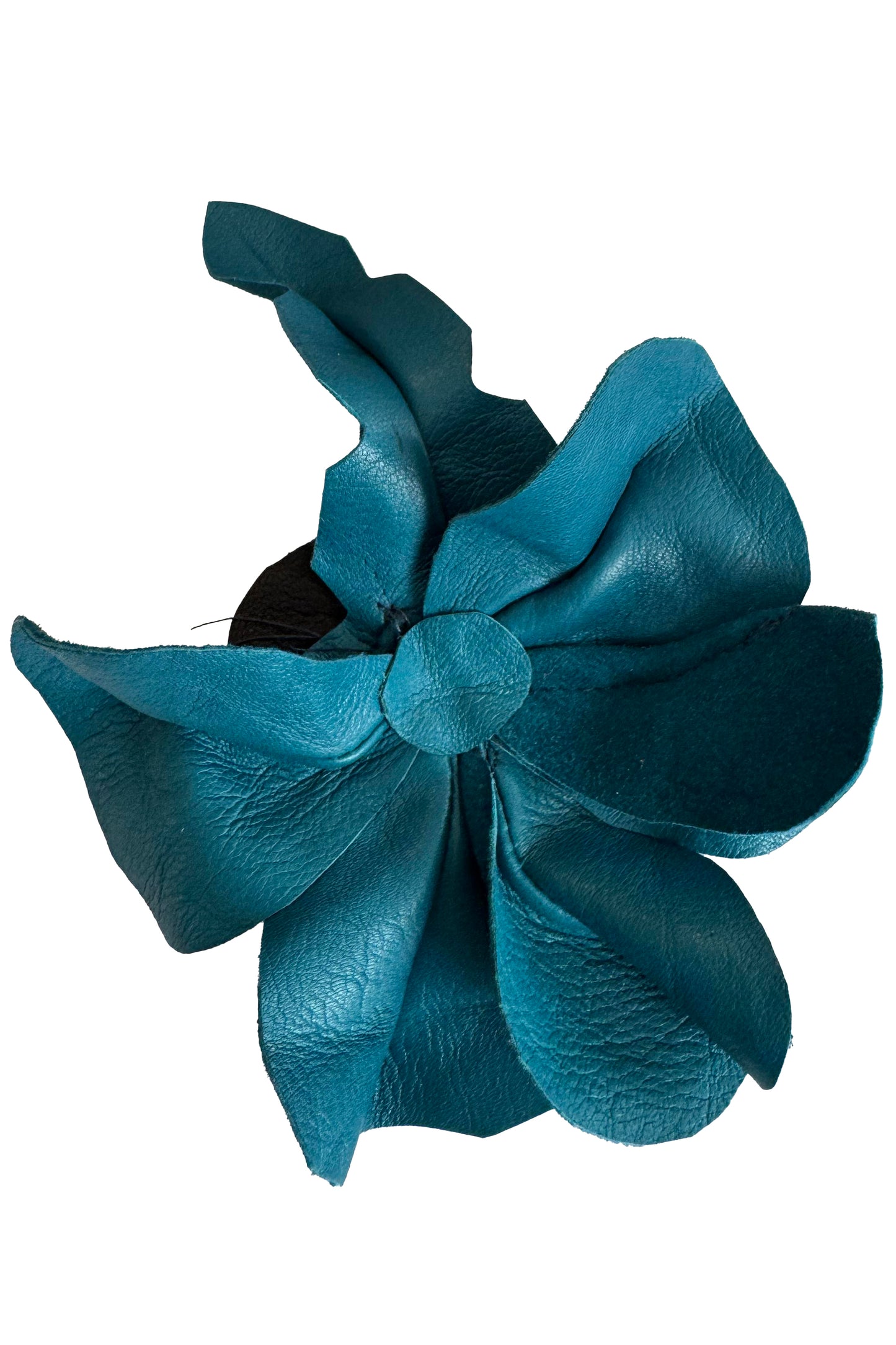 Leather Flower Magnetic Brooch - Teal Camellia