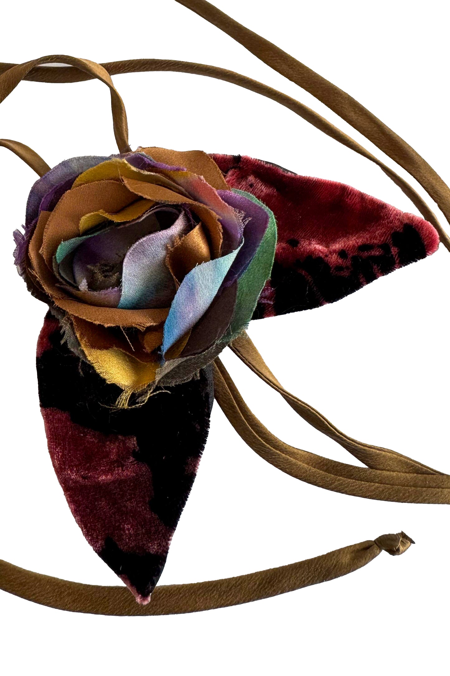 Adriana Silk Bolo Tie Necklace | Multi & Maroon Velvet