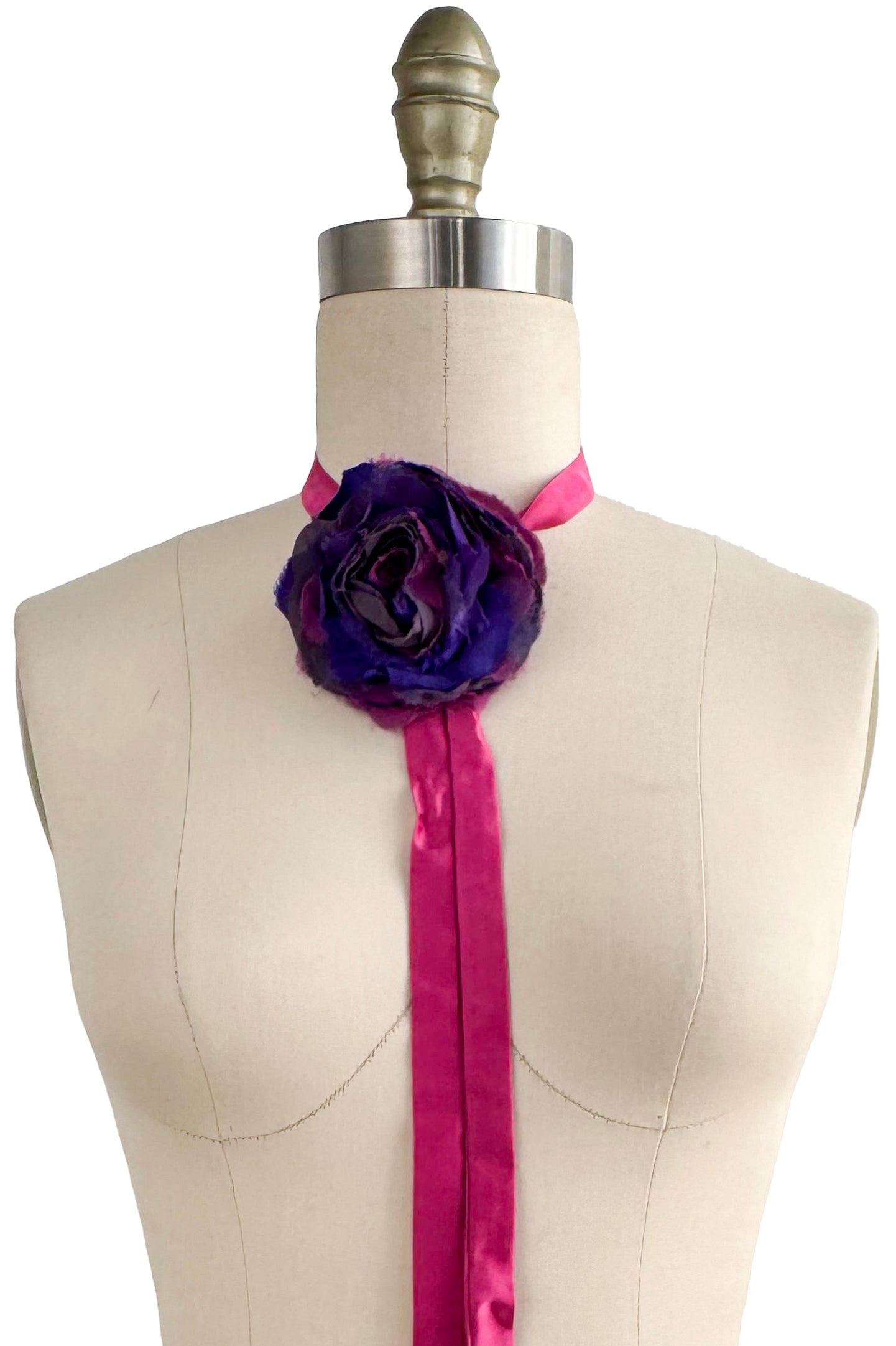 Adriana Bolo Lariat | Camellia | Silk | Pink & Purple