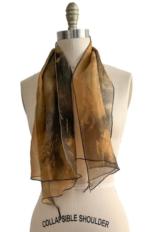 Silk Organza Scarf | Gold & Black