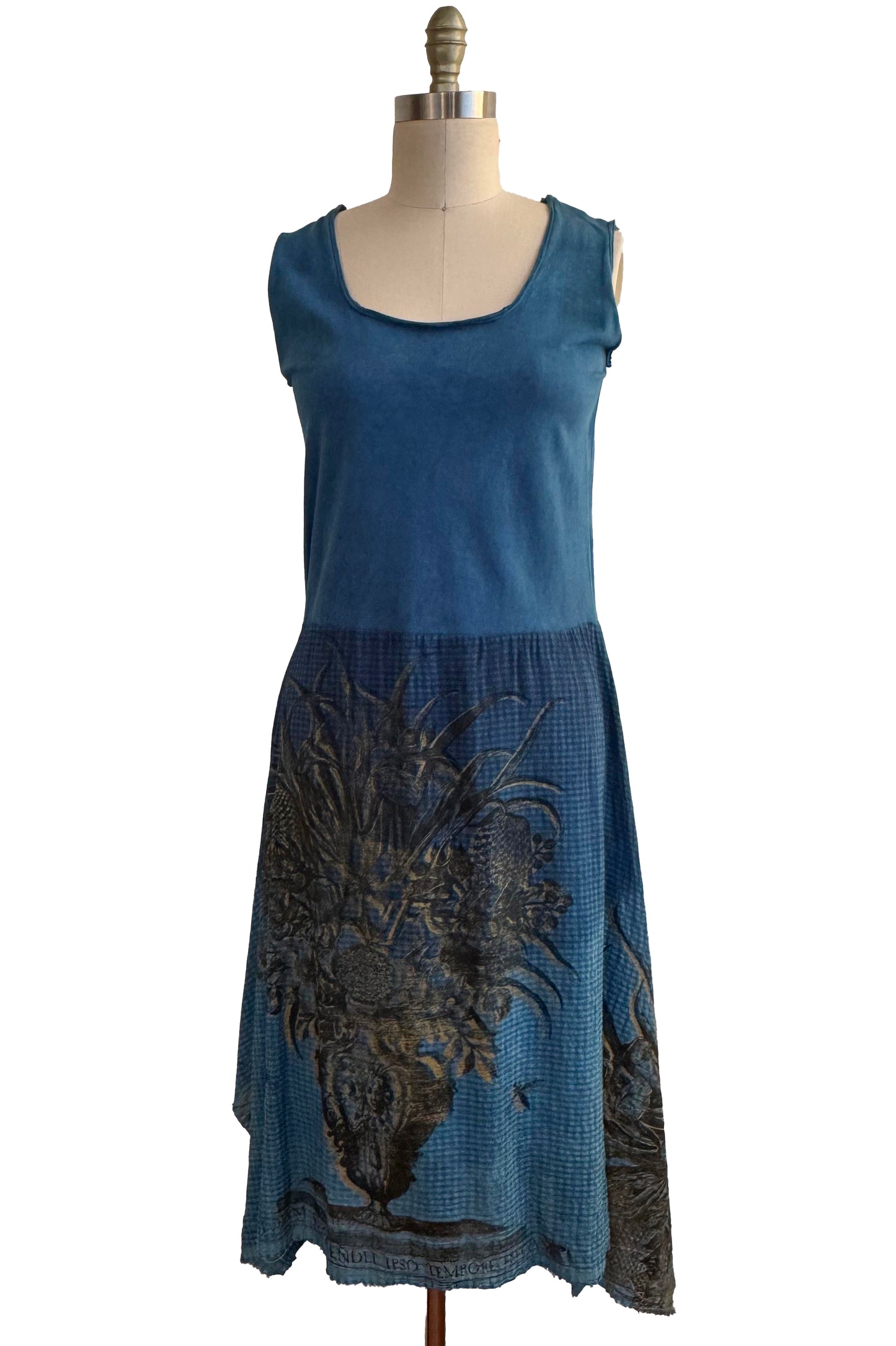 Marais Dress in Cotton - Bouquet - Indigo, Black & Gold - Small