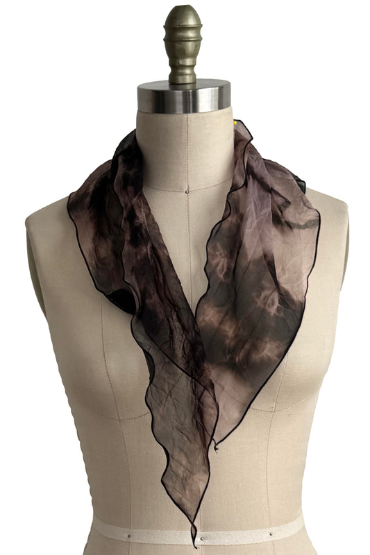 Silk Bias-Cut Kerchief | Black & Natural Organza