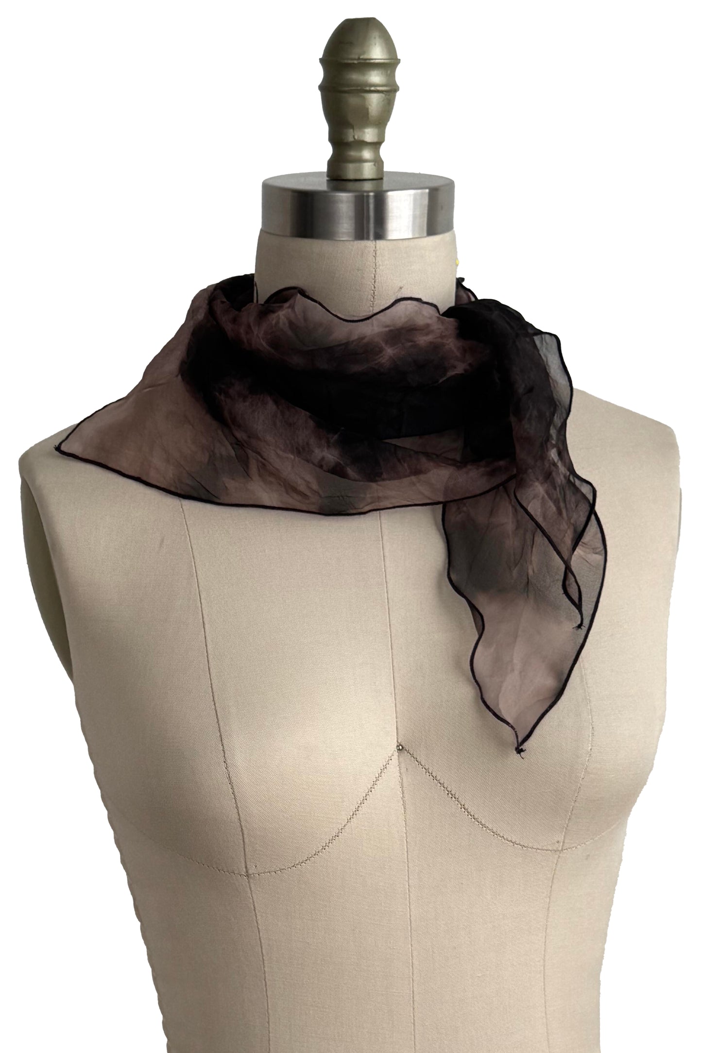 Silk Bias-Cut Kerchief | Black & Natural Organza