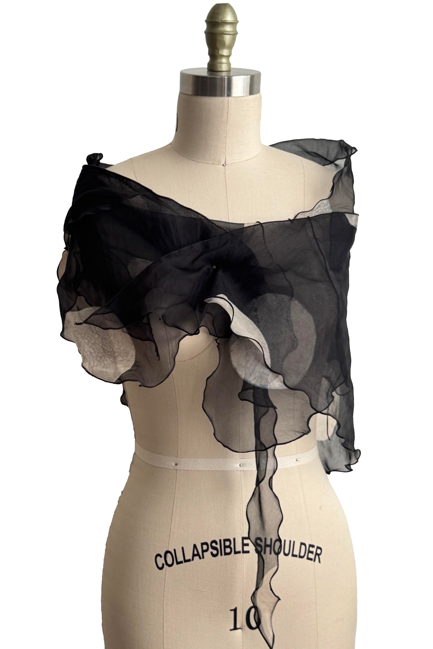 Silk Organza Krazy Scarf - Dot Print | Black & Natural