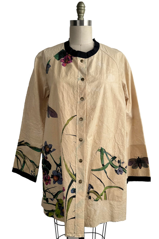Juno Coat - Cotton Canvas - Hand Painted Bouquet Print - Medium
