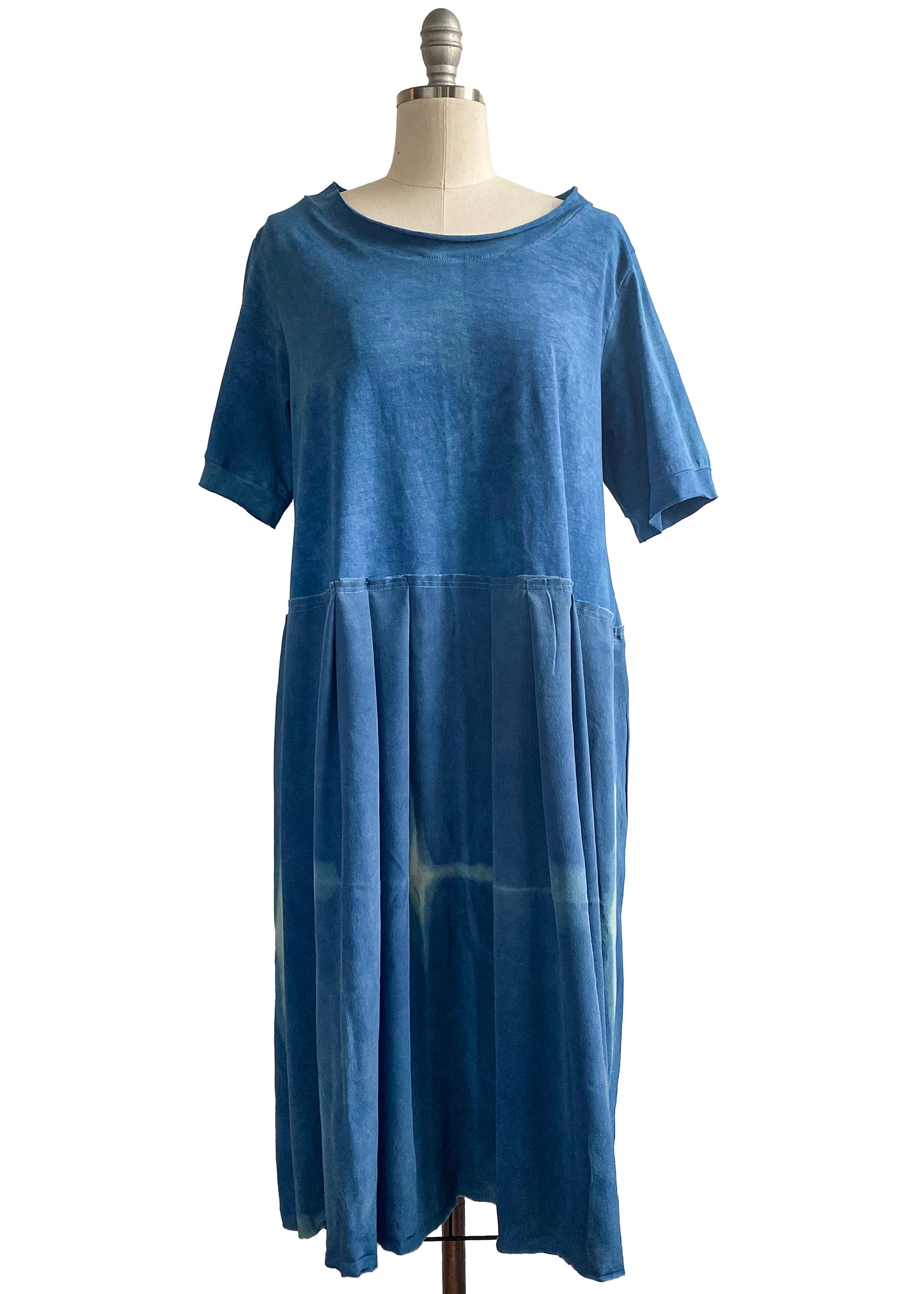 Marais Dress in Cotton & Silk w/ Indigo Dye - Indigo - Medium