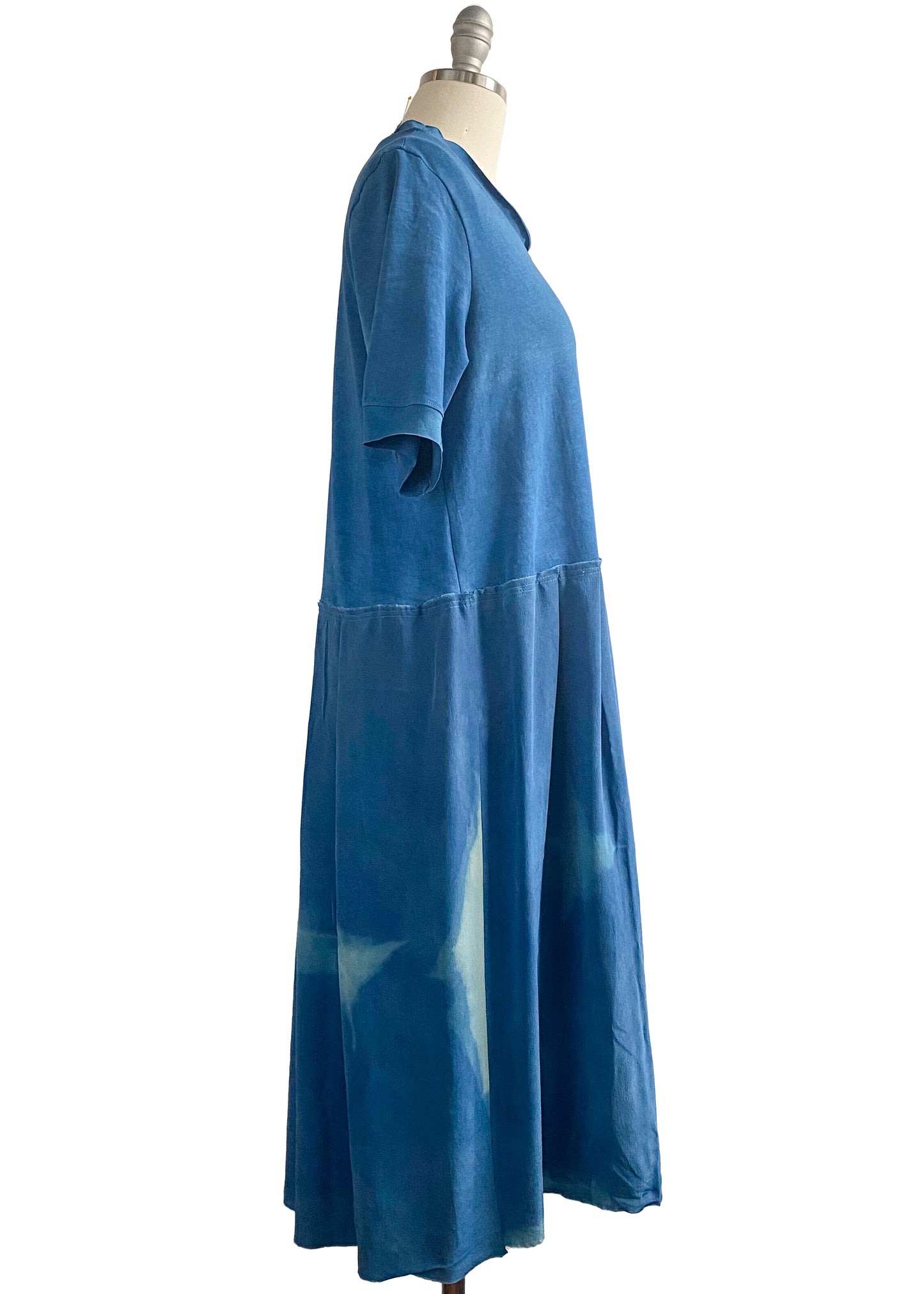 Marais Dress in Cotton & Silk w/ Indigo Dye - Indigo - Medium