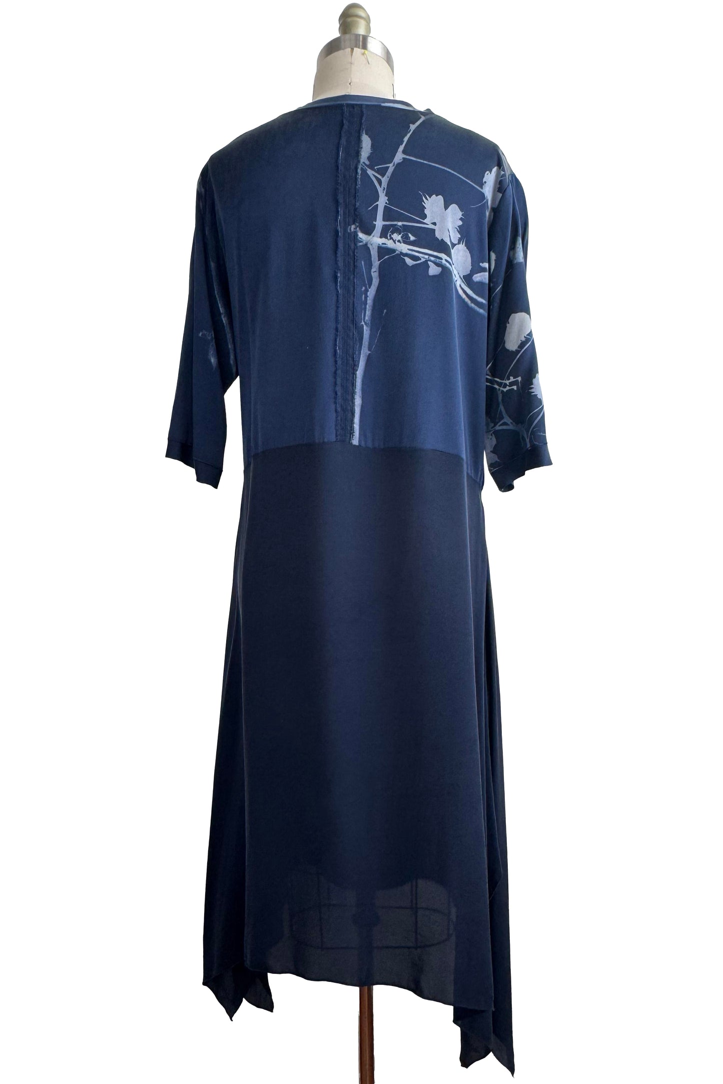Marais Dress in Stretch Silk & Crepe De Chine - Cotton Print - Blue - Medium