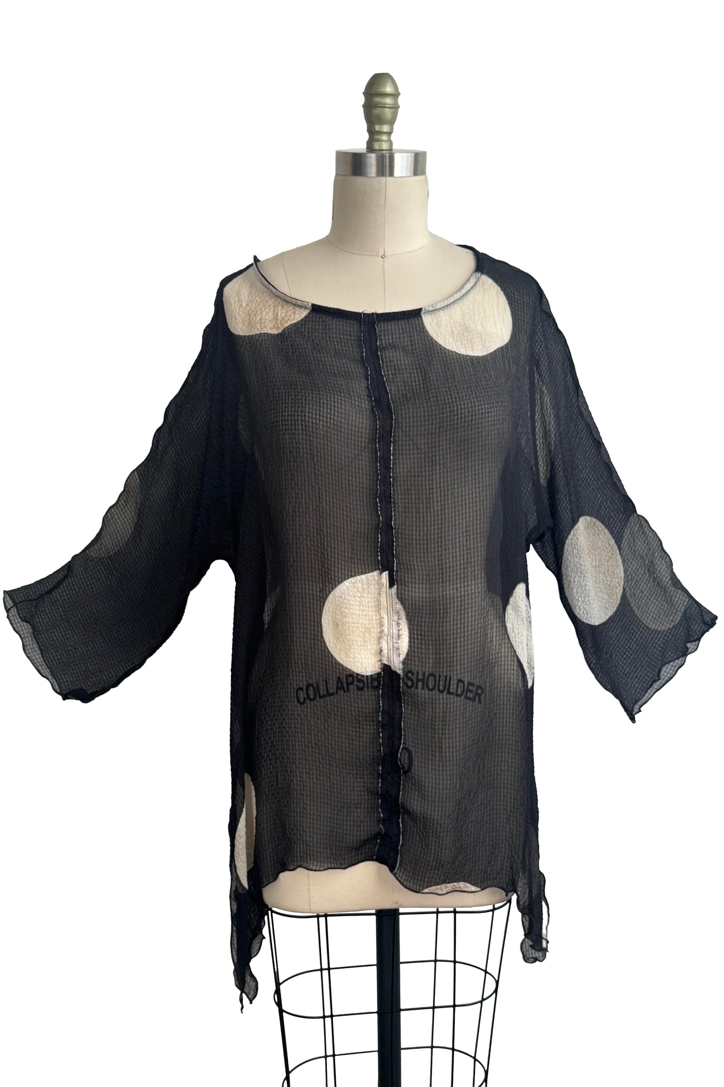 Greg's Tunic | Seersucker Silk | Moon Print | Black & Natural | Medium