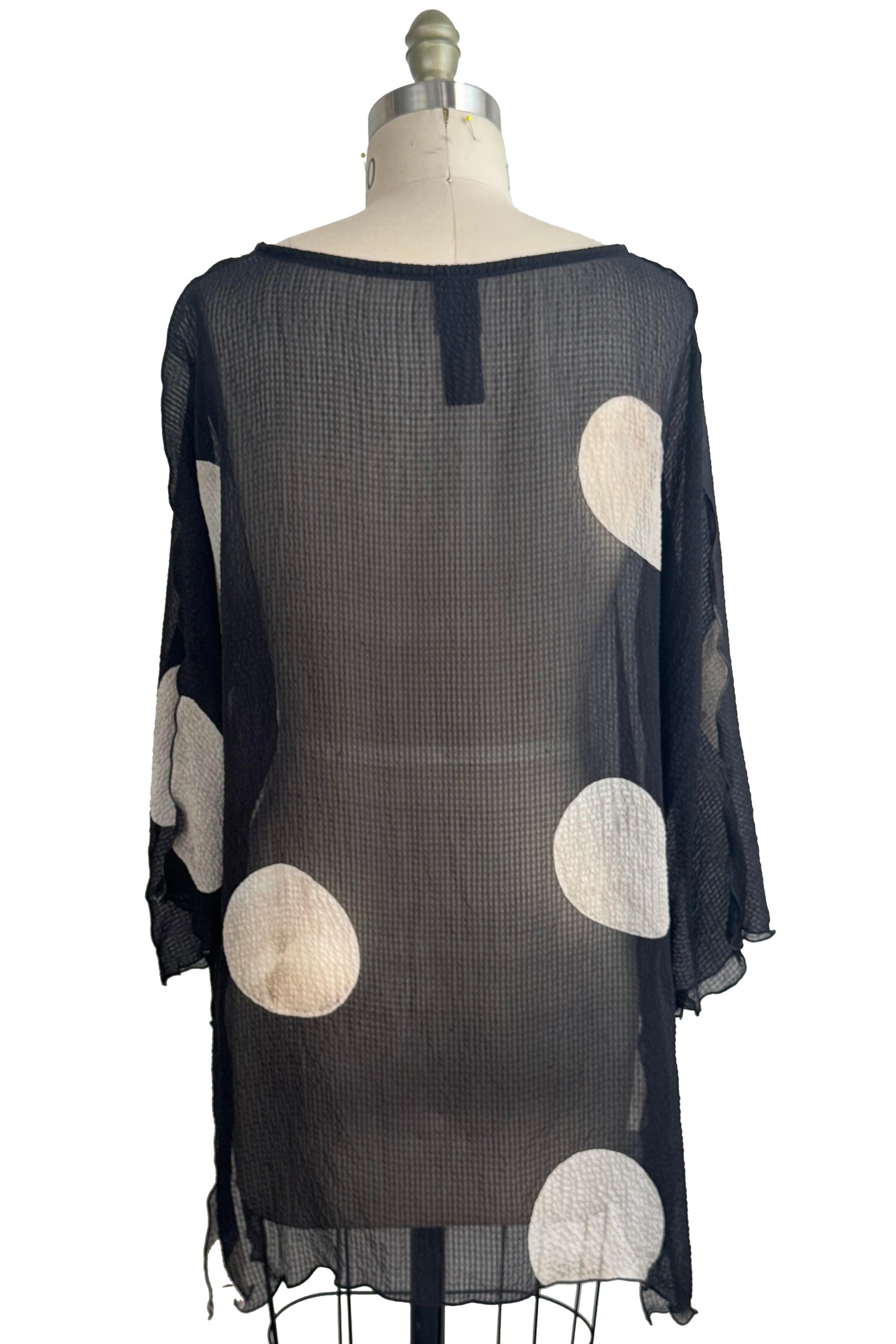 Greg's Tunic | Seersucker Silk | Moon Print | Black & Natural | Medium