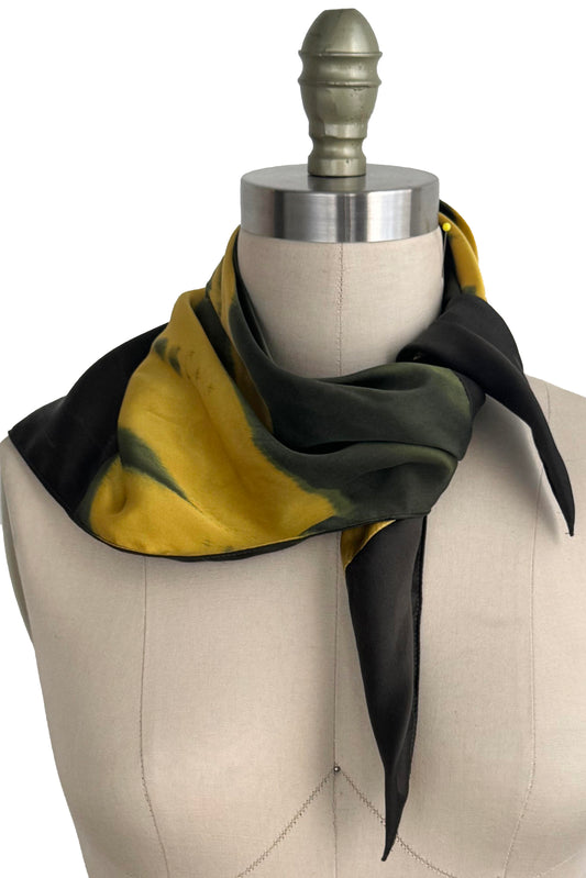 Silk Bias-Cut Kerchief - Black & Yellow