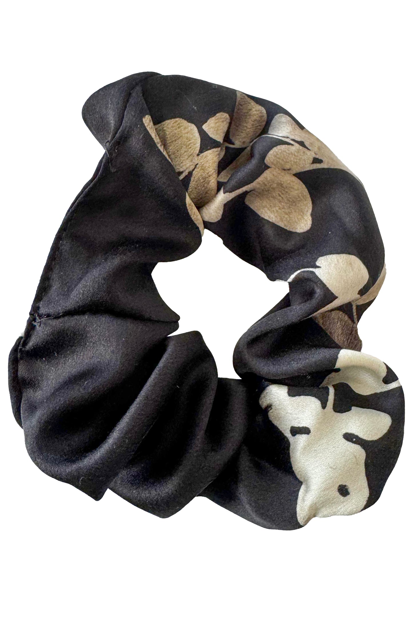 Silk Hair Cuff - Vine Print Black & Natural