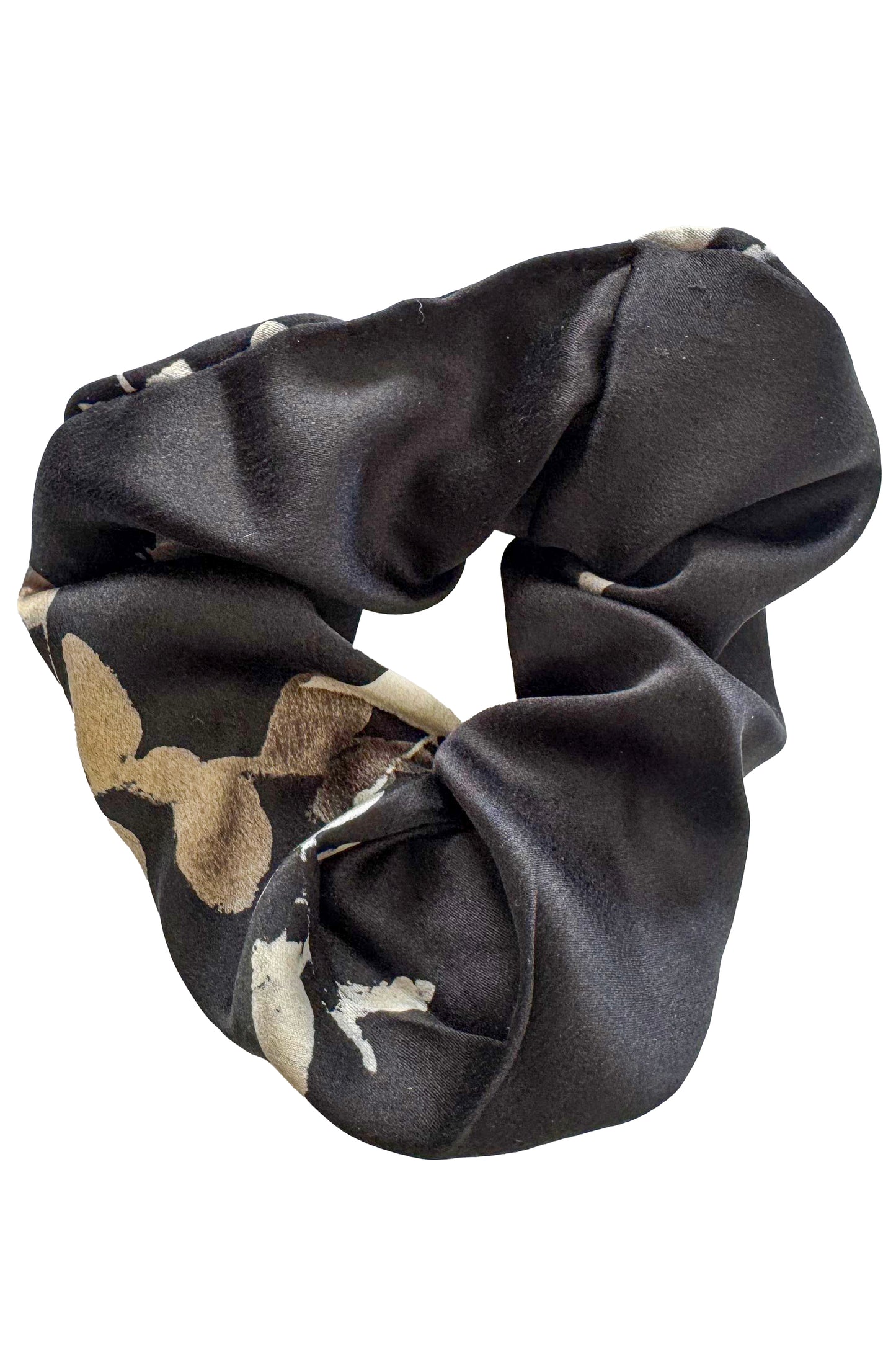 Silk Hair Cuff - Vine Print Black & Natural