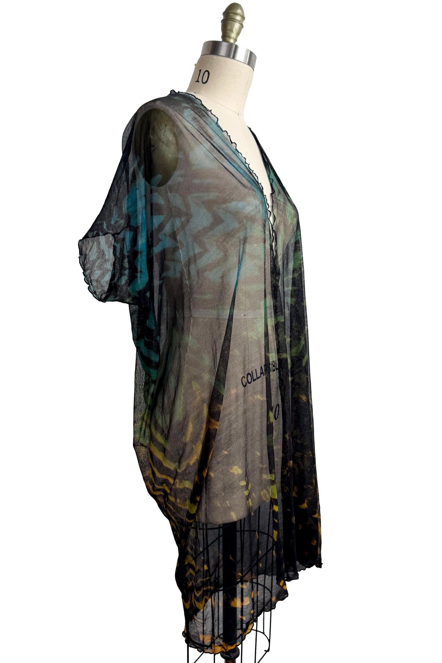 Origami Dress | Silk Knit | Arashi Dyed | Black, Green & Yellow | Large