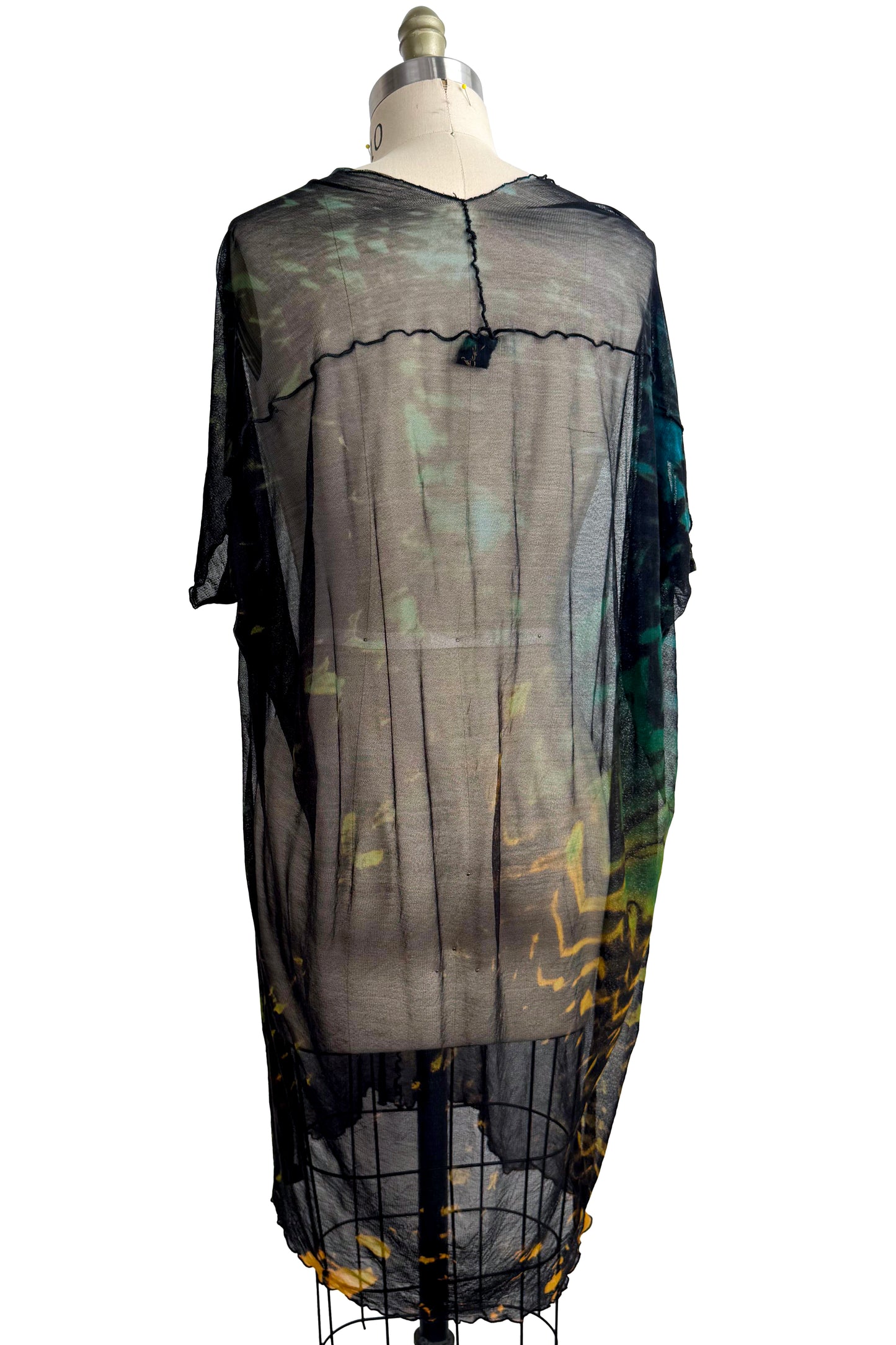 Origami Dress | Silk Knit | Arashi Dyed | Black, Green & Yellow | Large