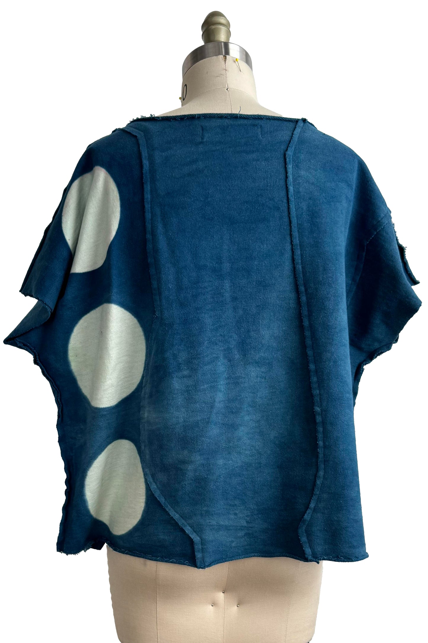 Jen Top | Organic Cotton French Terry | Itajime Dyed | Patchwork | Indigo & Natural | Large