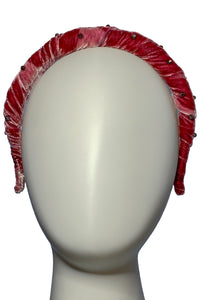 Wrapped Velvet Headband w/ Beaded Detail - Berry