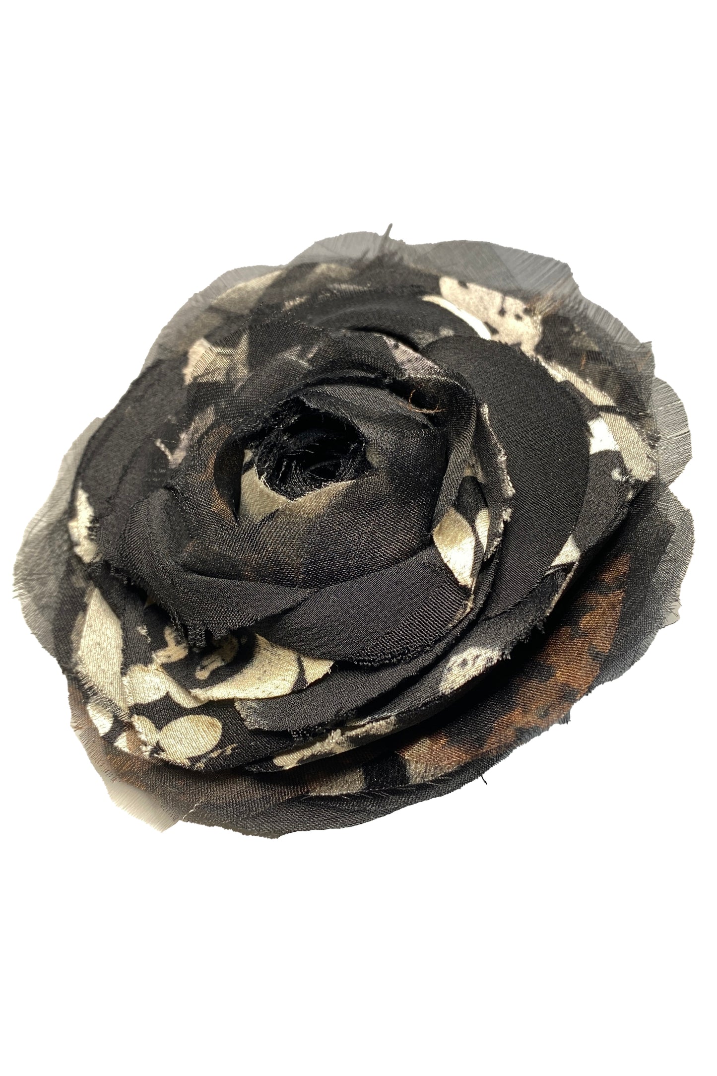 Silk Camelia Brooch - Black, Natural, Bronze