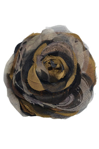 Silk Camelia Brooch - Black, Natural, Bronze