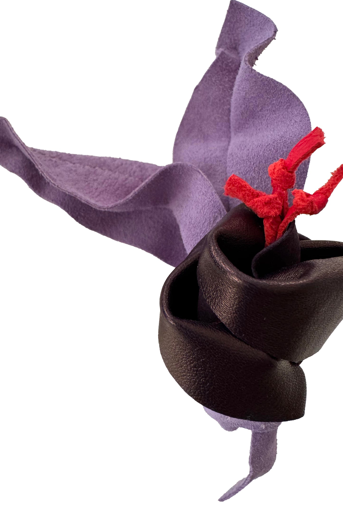 Leather Flower Magnetic Brooch - Purple Calla Lily