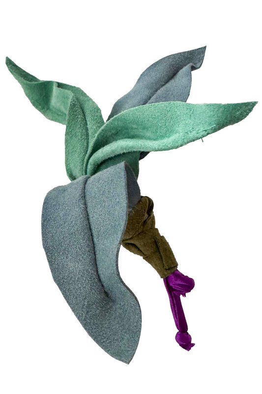 Leather Flower Magnetic Brooch - Light Blue & Aqua Orchid