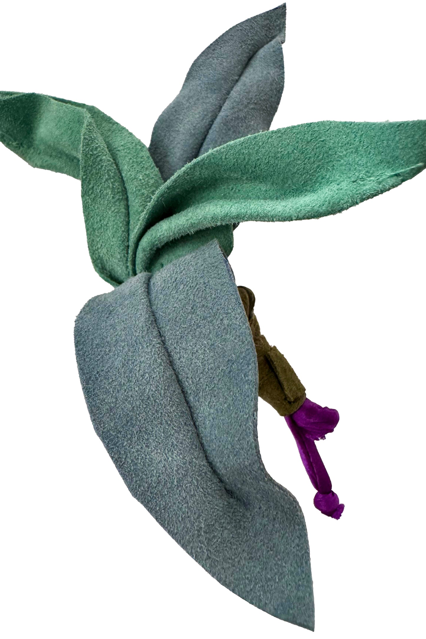 Leather Flower Magnetic Brooch - Light Blue & Aqua Orchid