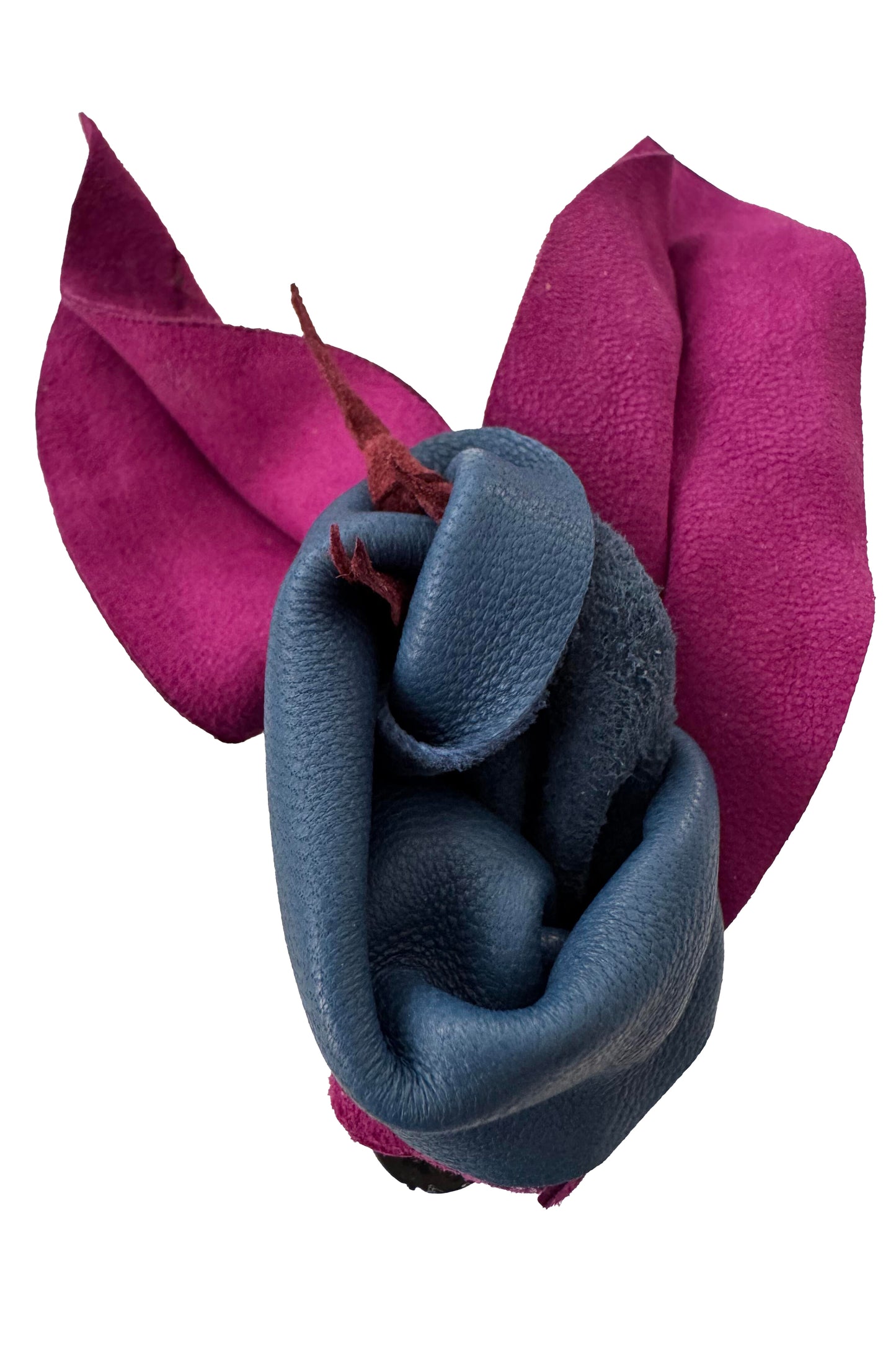Leather Flower Magnetic Brooch -  Blue & Pink Calla Lily