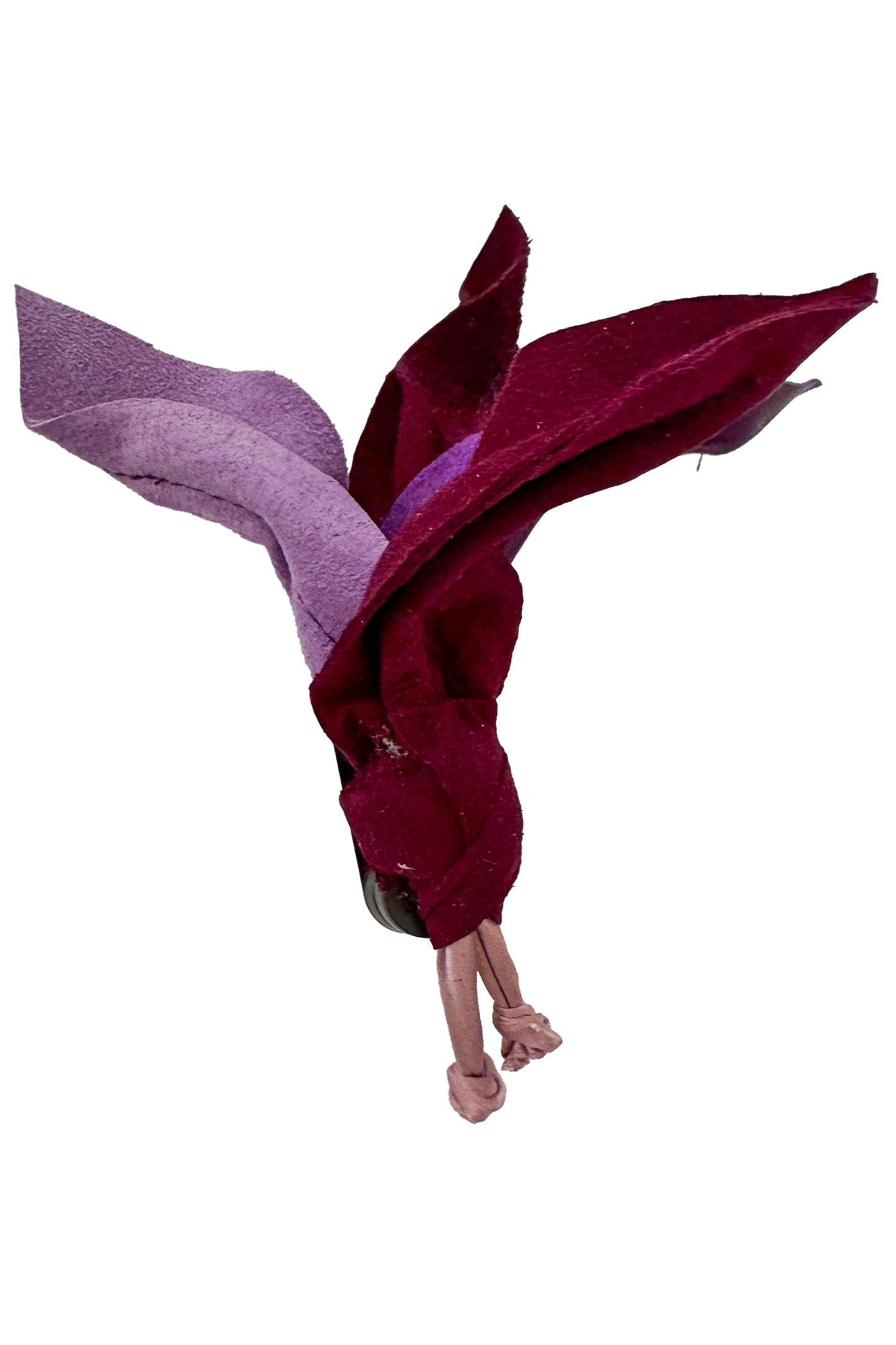 Leather Flower Magnetic Brooch - Lavender & Berry Orchid