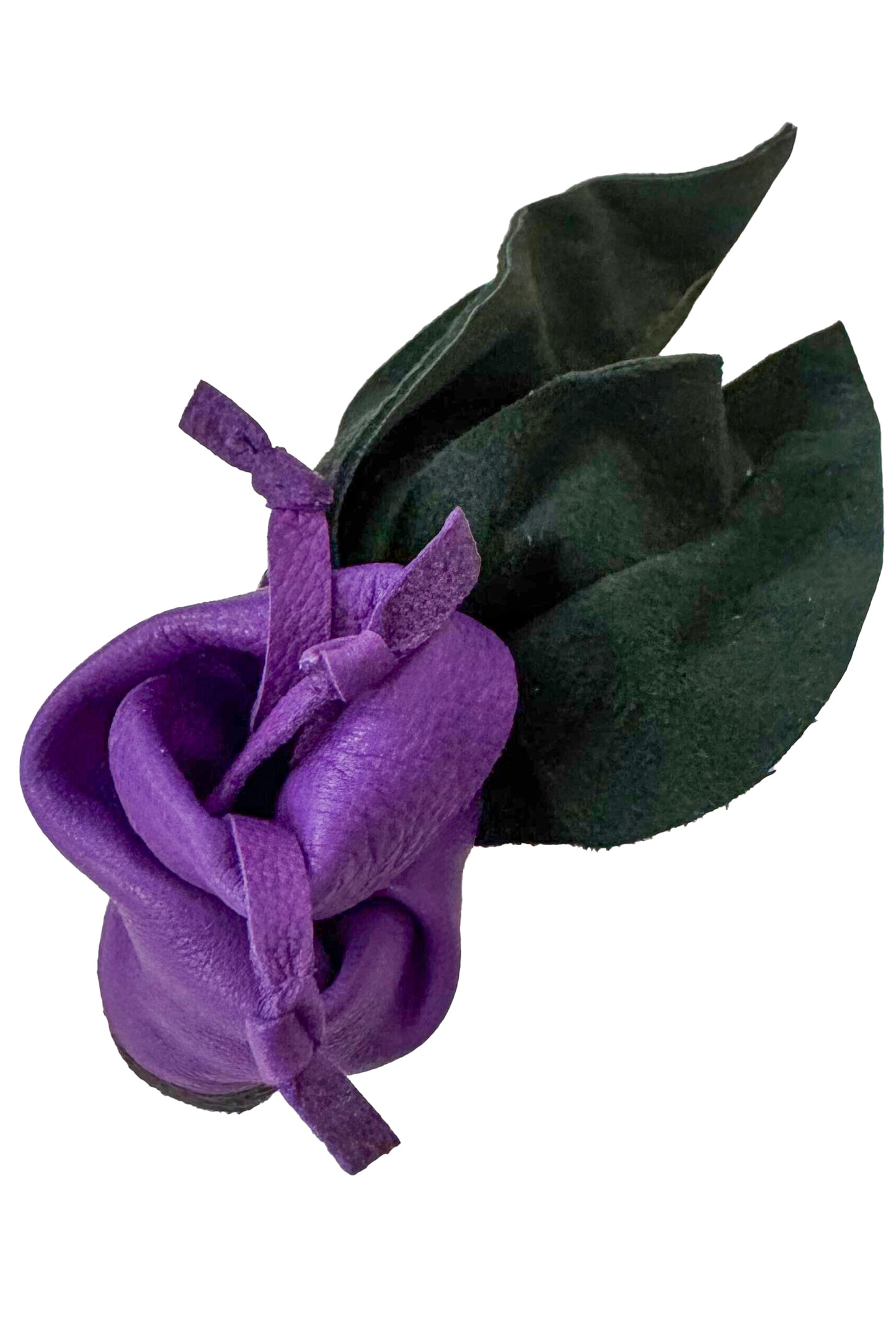 Leather Flower Magnetic Brooch -  Violet Calla Lily