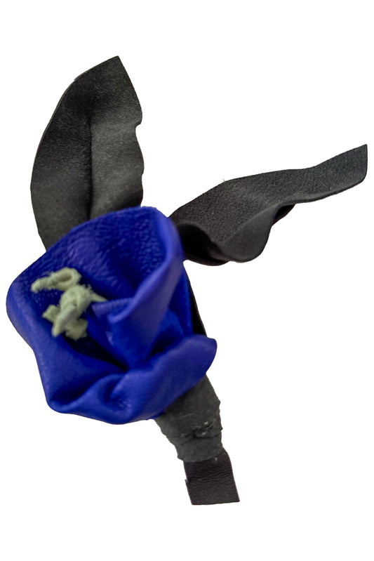 Leather Flower Magnetic Brooch - Blue Calla Lily