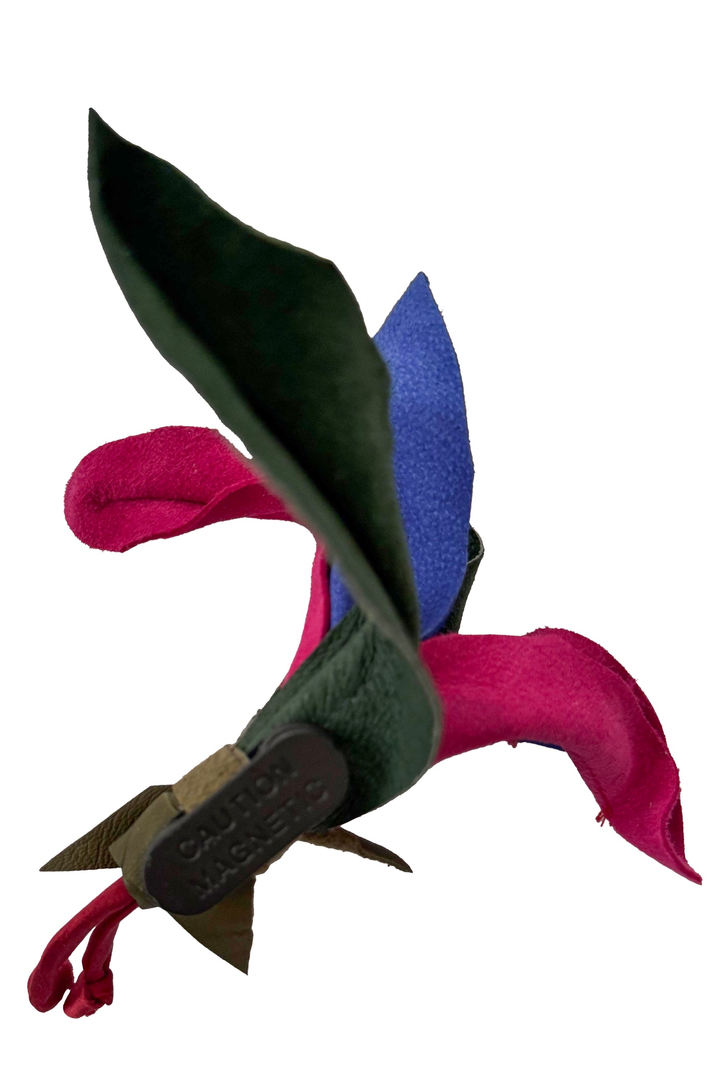 Leather Flower Magnetic Brooch - Magenta & Purple & Green Orchid