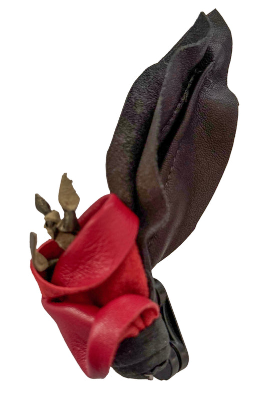 Leather Flower Magnetic Brooch -  Red & Black Calla Lily