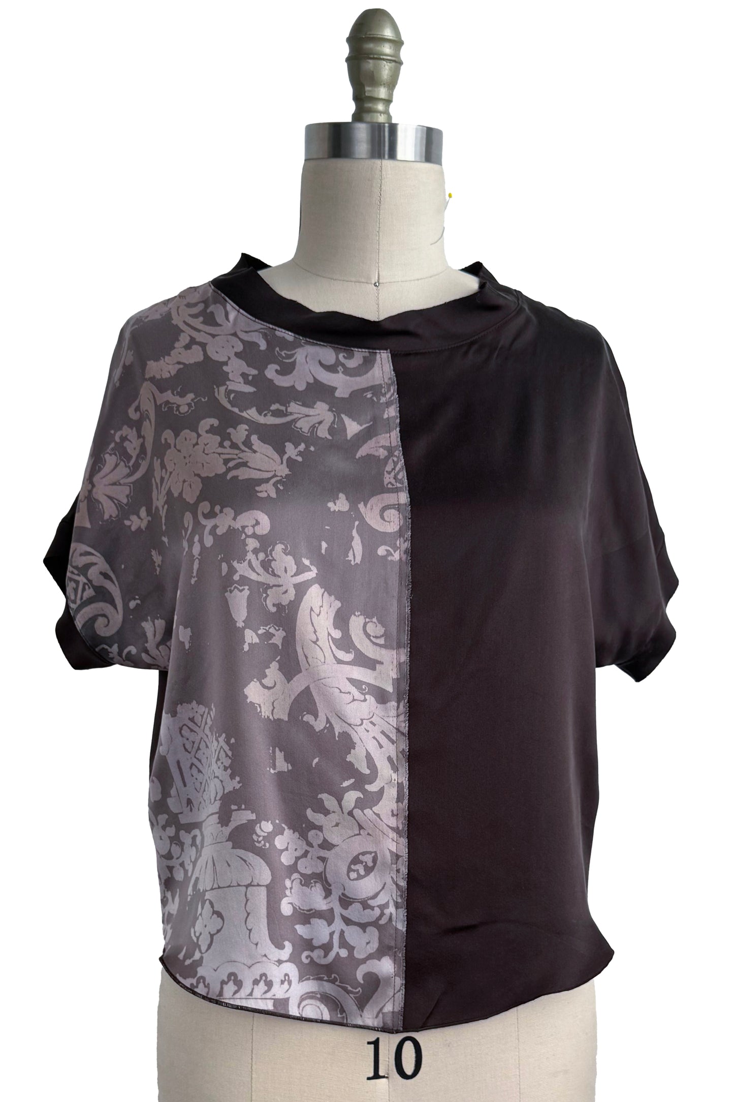 Jen Top | Silk Charmeuse | Wallpaper Print | Espresso Split | Small