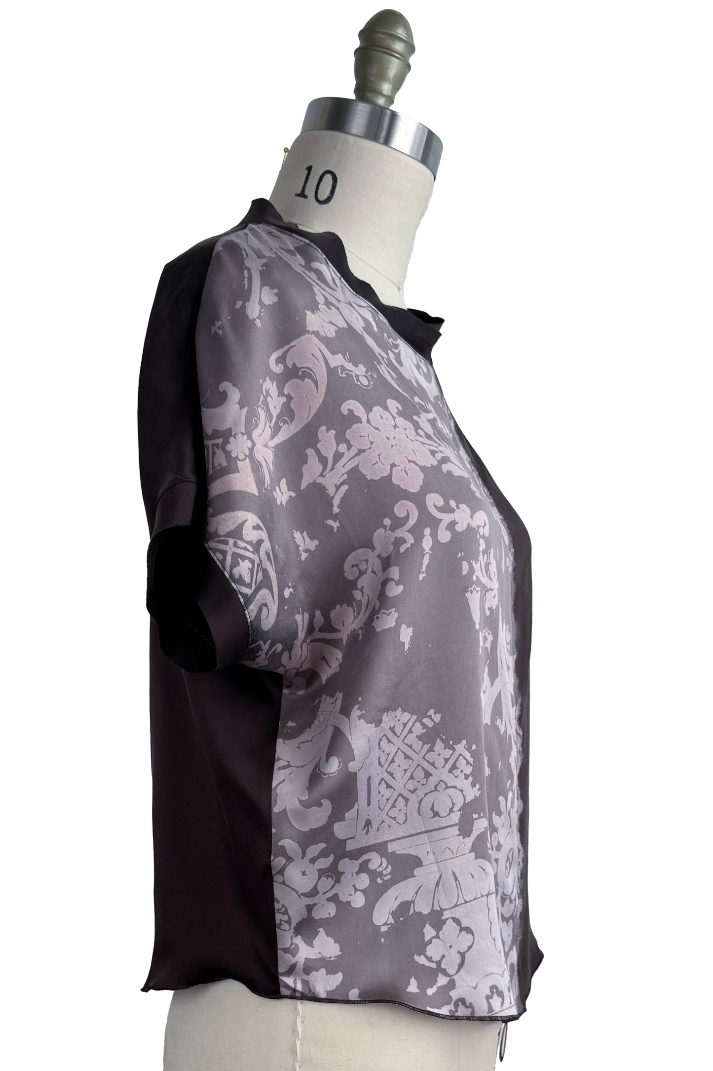 Jen Top | Silk Charmeuse | Wallpaper Print | Espresso Split | Small