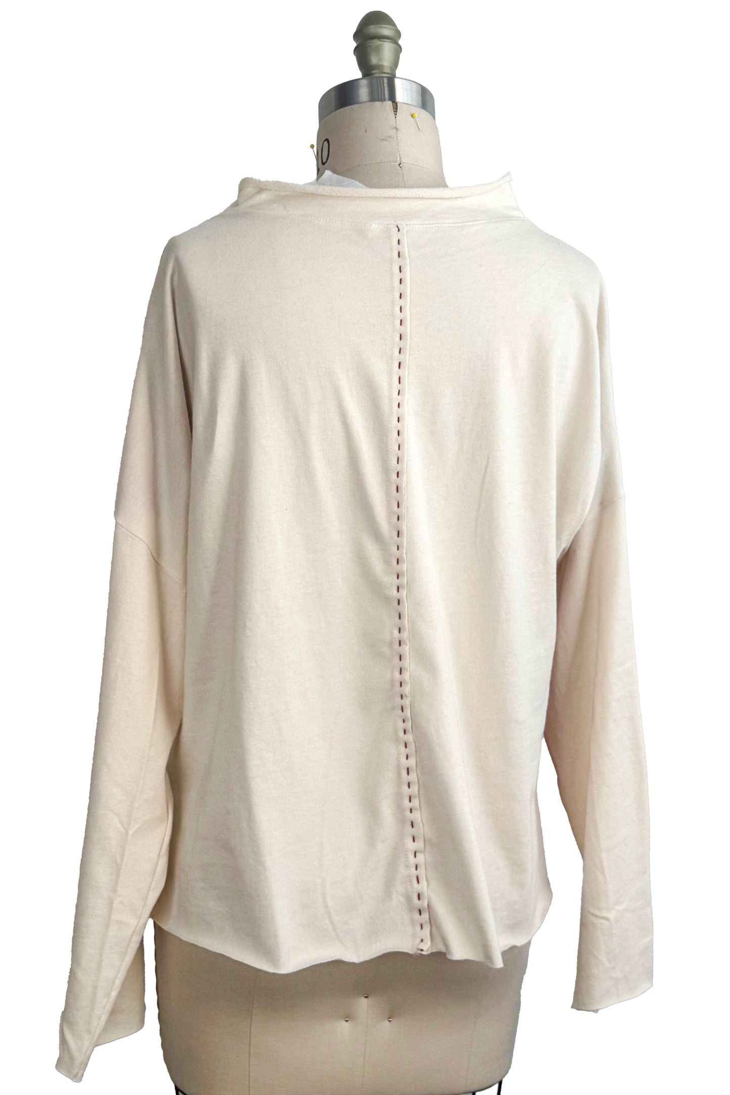 Portia Top | Silk Charmeuse & Organic Cotton Jersey | Ginkgo Print | Red & White | Medium