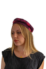 Load image into Gallery viewer, Asymmetrical Beret Hat - Pink &amp; Dark Purple Tie Dye
