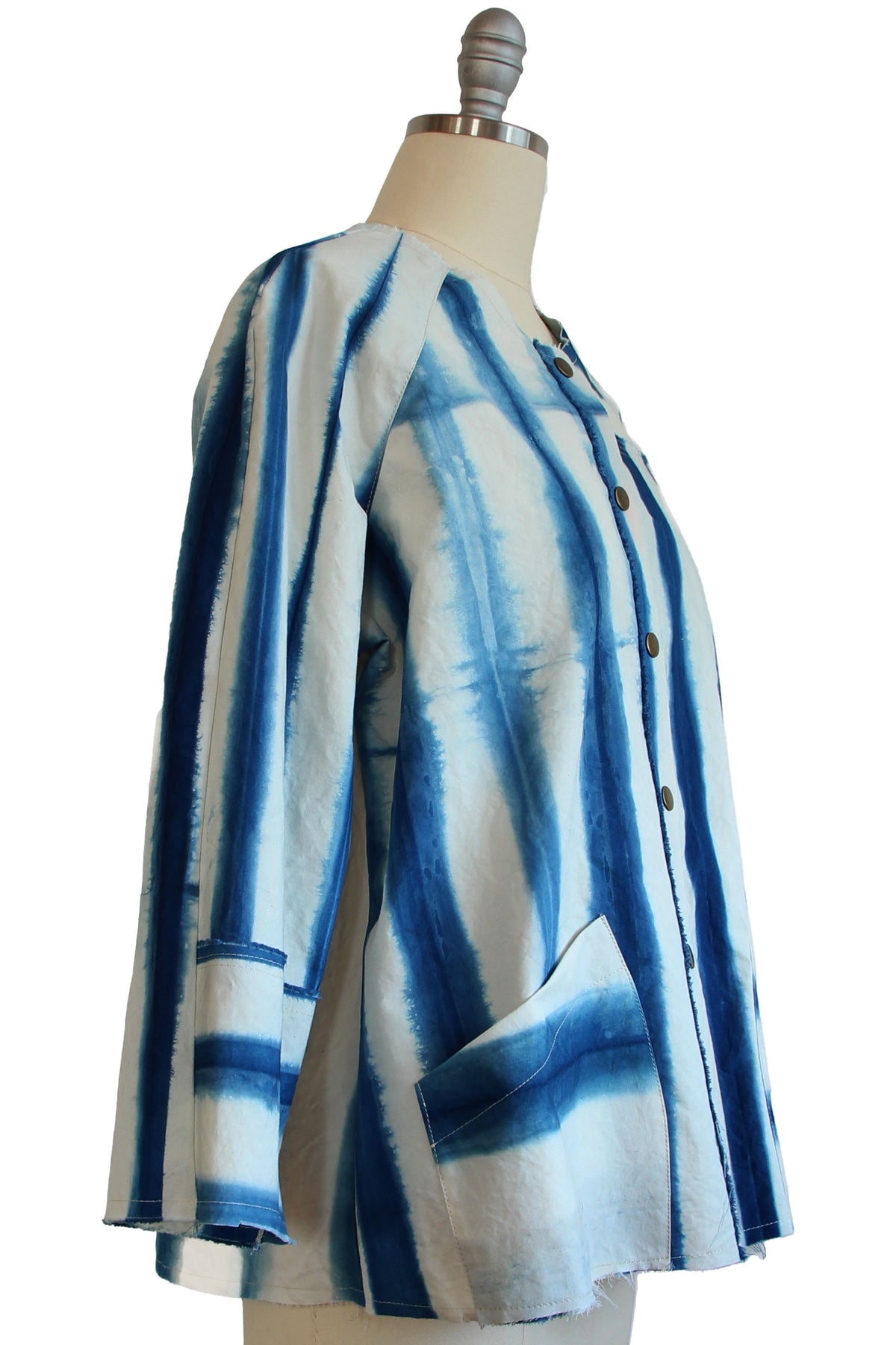 Ariel Jacket | Cotton | Itajime Stripe | Indigo & Crème | Large