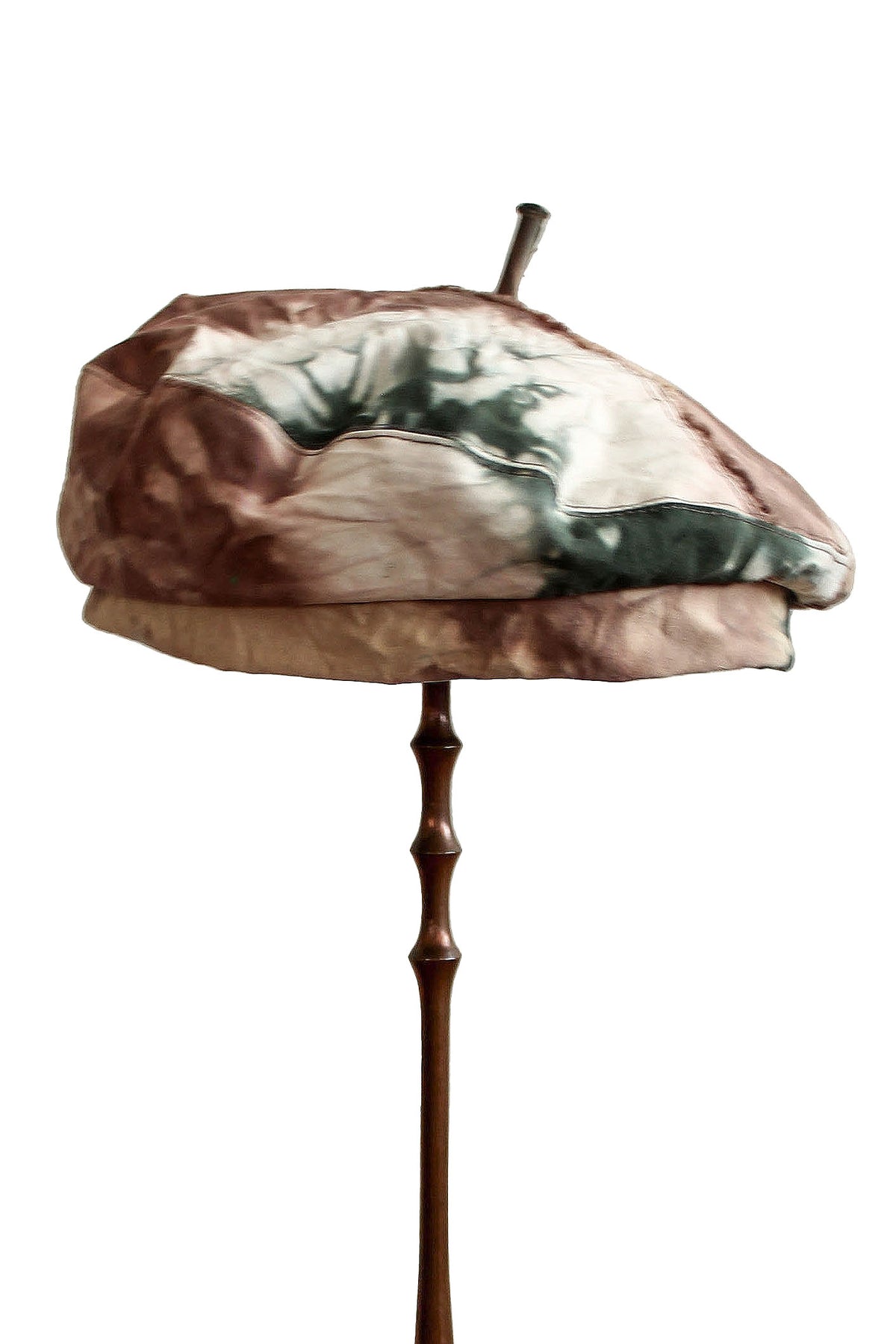 Asymmetrical Beret Hat | Cotton | Neutral Tie Dye