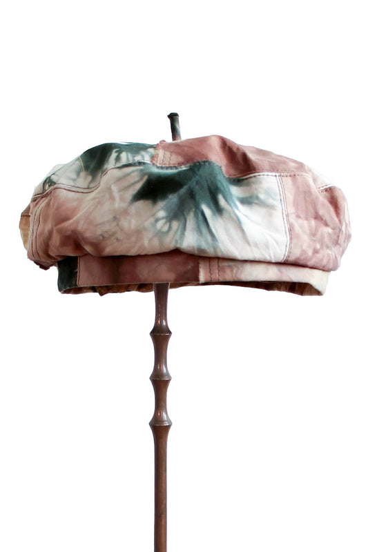 Asymmetrical Beret Hat - Neutral Tie Dye