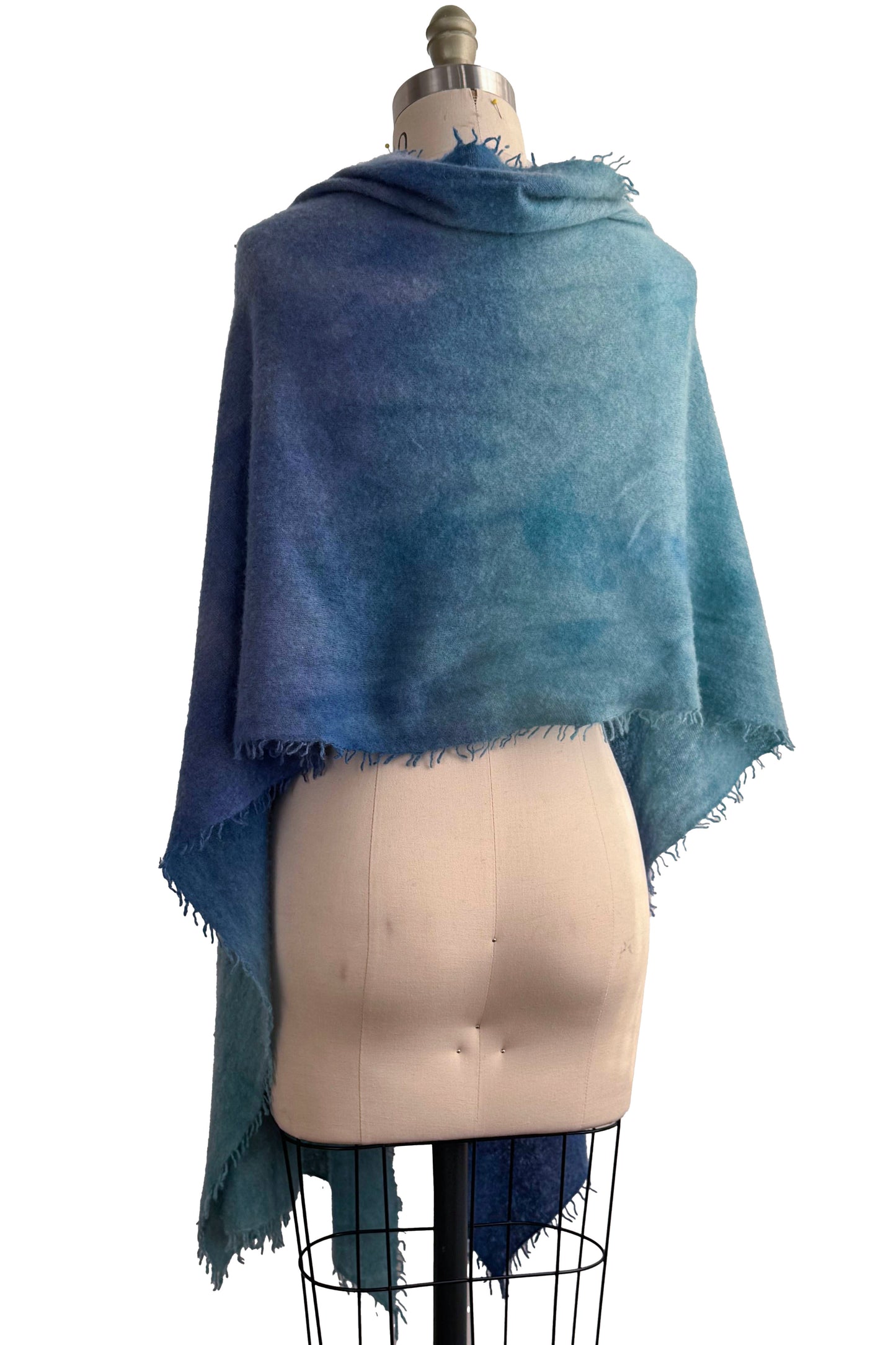 Shawl | Cashmere | Ombre Dyed | Blue & Teal