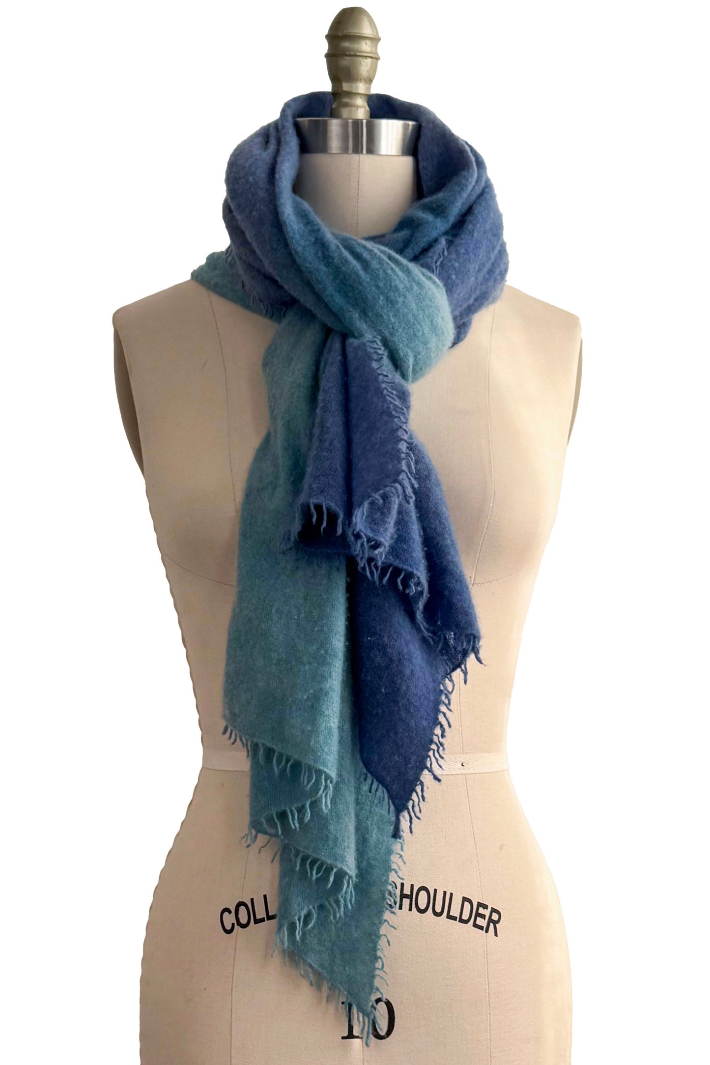 Shawl | Cashmere | Ombre Dyed | Blue & Teal