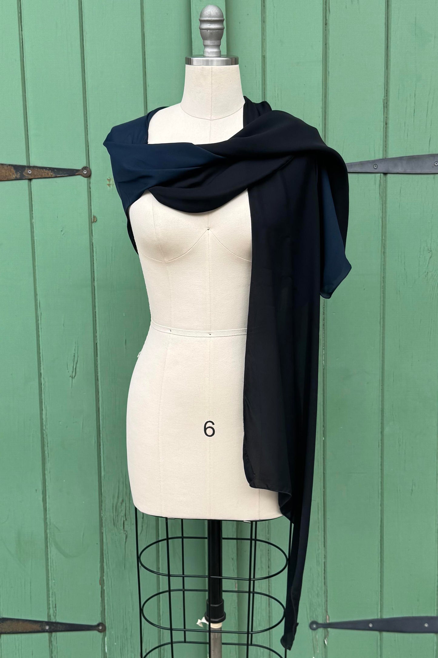 Krazy Scarf | Silk Georgette | Black & Navy